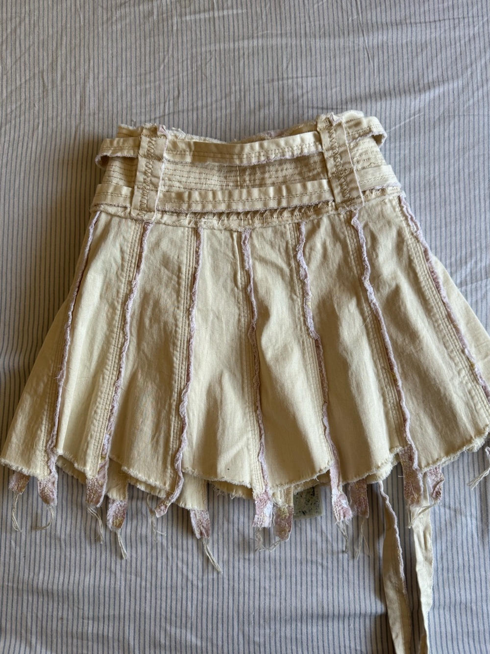 Sweet by Miss Me Cream Fringe Mini Skirt - Picture 2 of 7